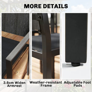 Garden Dining Set with Acacia Wood Table Top, Outdoor Table and Stackable Chairs Set for 6 with Texteline Seat, for Patio, Conservatory, Terrace, Grey