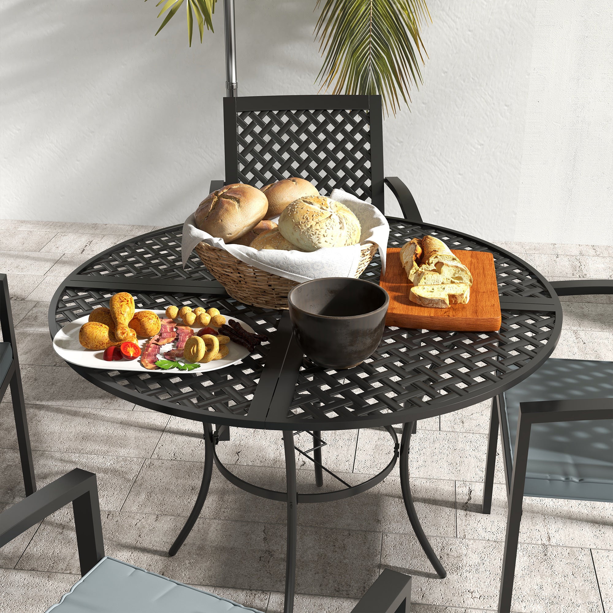 Outsunnny 5-Piece Outdoor Dining Set with Stackable Cushioned
