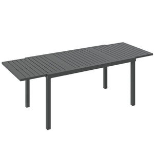 Extending Garden Table for 6-8 People, Full Aluminium Outdoor Dining Table with Slatted Top, Weatherproof Outdoor Dining Furniture for Patio, Balcony, 150/225 x 85 x 75 cm, Dark Grey