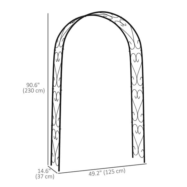 Steel Garden Arch Trellis, 7.5FT High x 4FT Wide Metal Garden Arbor for Climbing Plants, Roses, Vines, Outdoor Wedding Arch for Bridal Party, Ceremony, Decoration, Black