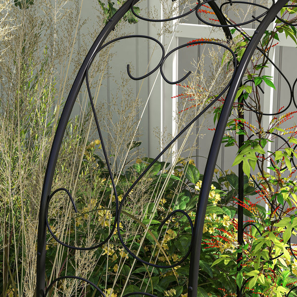Steel Garden Arch Trellis, 7.5FT High x 4FT Wide Metal Garden Arbor for Climbing Plants, Roses, Vines, Outdoor Wedding Arch for Bridal Party, Ceremony, Decoration, Black
