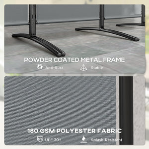 6 Panel Folding Room Divider, Freestanding Privacy Screen Wall with Wide Feet, Portable Paravent Partition Separator for Offices, Balcony, Outdoor Garden, Hot Tub, 332 x 172 cm, Dark Grey