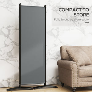 6 Panel Folding Room Divider, Freestanding Privacy Screen Wall with Wide Feet, Portable Paravent Partition Separator for Offices, Balcony, Outdoor Garden, Hot Tub, 332 x 172 cm, Dark Grey