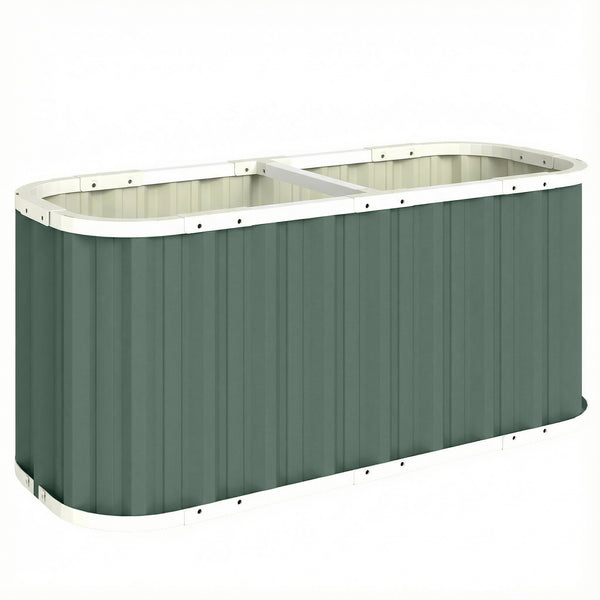 Galvanized Raised Garden Bed, 5' x 2' x 2' Deep Rot Planter Box with Gloves and Plant Labels, Metal Outdoor Garden Bed for Flowers, Herbs and Vegetables, Light Green