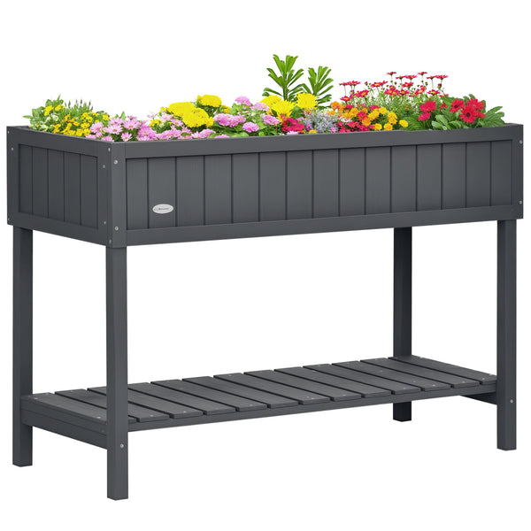 Wooden Herb Planter with 8 Pocket, Raised Bed Container Garden Planter Boxes, 110L x 46W x 76Hcm, Dark Grey