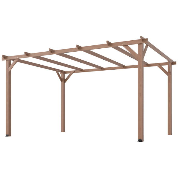 4 x 3 m Wooden Pergola Kit, Garden Pergola Gazebo Grape Trellis with Triangle Supports, 6 Crossing Beams for Climbing Vines, Flowers, Sun Shade Shelter for Grill, Patio, Maple Wood-effect