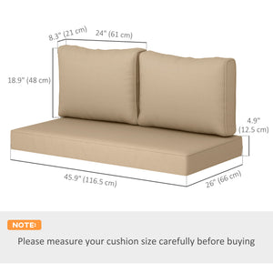 2 Seater Outdoor Seat Cushions with Backrest, Loveseat Double Sofa Outdoor Furniture Cushions, Fade-Resistant Replacement Patio Cushions for Indoor and Outdoor, Beige