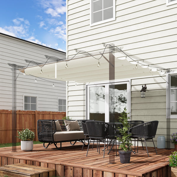 Retractable Pergola Shade Cover, Replacement Canopy Fabric for 3 x 3 (m) Pergola, Gazebo Retractable Roof, Cream White