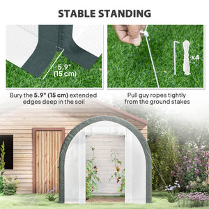 10'x6.6'x6.6' Walk-in Tunnel Greenhouse with Zipped Roll Up Mesh Door, 6 Mesh Windows, Plant Hot House Tent with PE Cover, 6 Plant Labels Gloves, White