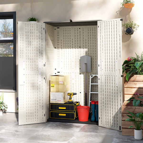 Openable Storage Box Outsunny 368 Gallon Waterproof Deck Box with Openable Top & Lockable Doors