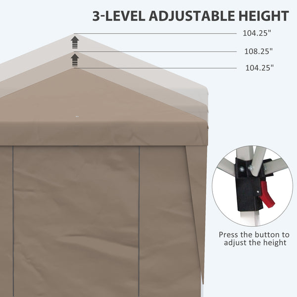 10' x 19.5' Pop Up Canopy Tent with Sidewalls, UPF 30+ Height Adjustable Large Party Tent Event Shelter with Leg Weight Bags and Wheeled Carry Bag for Garden, Patio, Brown