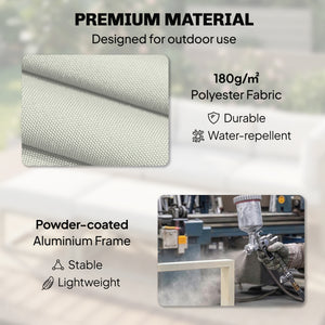 Garden Daybed, 6 Piece Outdoor Sectional Sofa Set, Aluminium Patio Conversation Furniture Set with Coffee Table, Footstool and Cushions, Cream White
