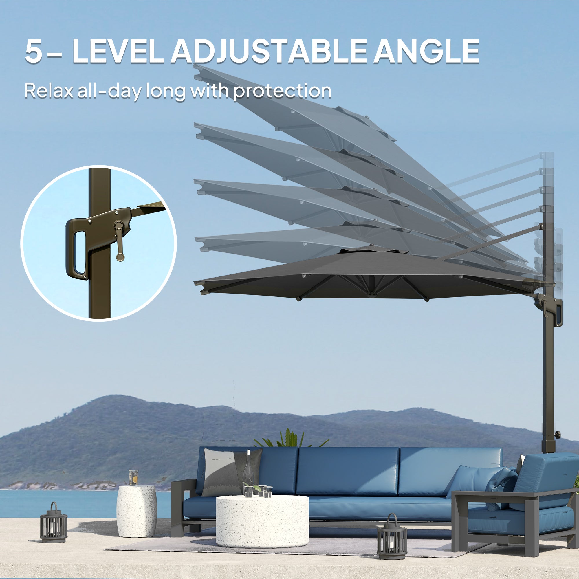 adjustable angle patio umbrella AreShark 9ft 3-Tier Umbrellas, Outdoor with 8 Sturdy Ribs UV Protection Windproof, Market Table Umbrella w/Push Button Tilt & Crank for Pool, Porch, Deck, Garden(Red) : Patio, Lawn making the umbrella more stable and wind 7.5ft Outdoor Patio Umbrella, UV