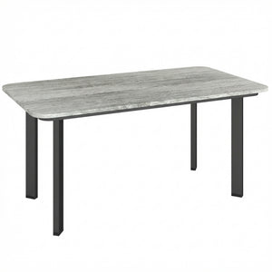Outdoor Coffee Table, Rectangle Garden Table with Slatted Wood Plastic Composite Top, Metal Frame Garden Tables for Patio, Balcony, Terrace, 90 x 49 x 40 cm, Grey