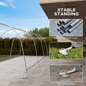 10' x 20' Portable Shed, Waterproof Motorcycle Bike Tent with Roll-up Zipper Door, Galvanised Steel Frame, Outdoor Storage Shed for Garden Tools, Dark Grey