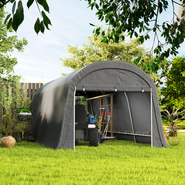 10' x 20' Portable Shed, Waterproof Motorcycle Bike Tent with Roll-up Zipper Door, Galvanised Steel Frame, Outdoor Storage Shed for Garden Tools, Dark Grey