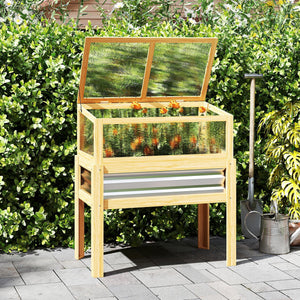 Wooden Raised Garden Bed with Detachable Greenhouse Top, Raised Garden Bed with Legs and Bed Liner, Elevated Planter Box for Flowers, Vegetables, Herbs, Natural