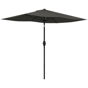 Outsunny 6.5' x 10' Rectangular Market Umbrella, Patio Outdoor Table Umbrella with Crank and Push Button Tilt, Dark Gray