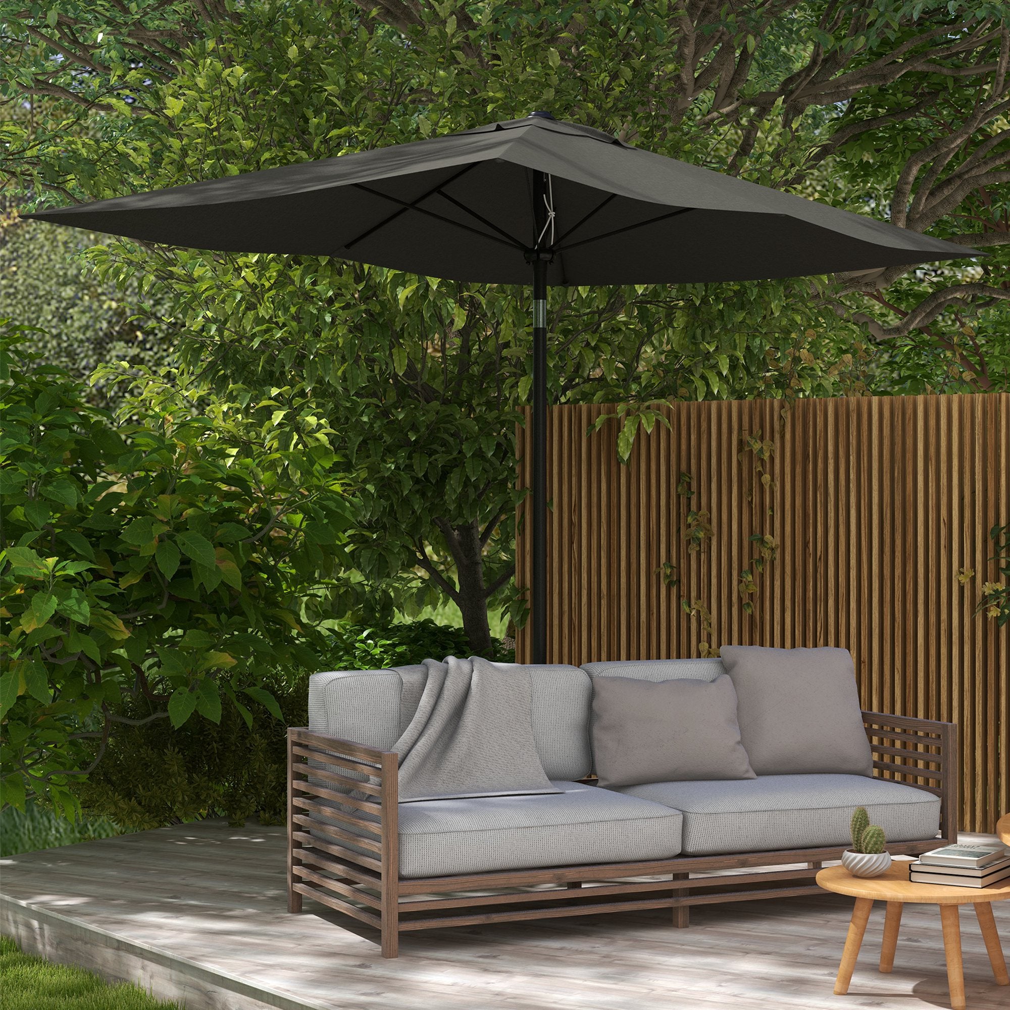 dark gray patio umbrella Outsunny Stylish 6.5' x 10' Patio Umbrella with Crank & Tilt