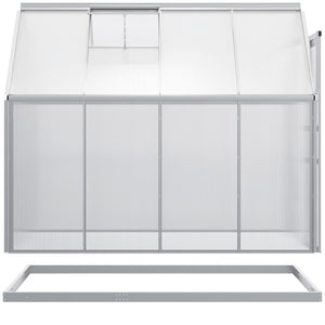 6' x 8' x 6.5' Polycarbonate Greenhouse, Walk-in Green House with Adjustable Roof Vent, Galvanized Base, Sliding Door and Rain Gutter for Outdoor, Garden, Backyard, Clear