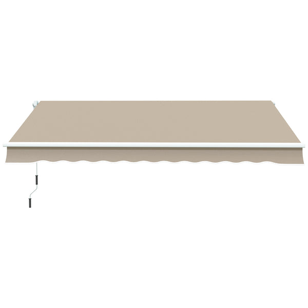 Outsunny 13' x 8' Retractable Awning, Patio Awnings, Sunshade Shelter w/ Manual Crank Handle, UV & Water-Resistant Fabric and Aluminum Frame for Deck, Balcony, Yard, Beige