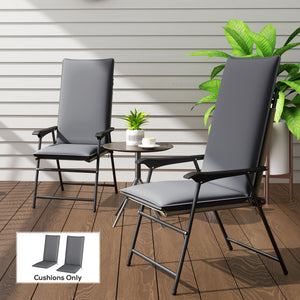 Patio Chair Cushions Set of 2 with Ties and Adjustable Band, UPF50+ Fade Resistant Yarn-Dyed Polyester Outdoor Seat Cushions, High Back Patio Replacement Pads, Dark Grey