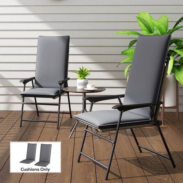 Patio Chair Cushions Set of 2 with Ties and Adjustable Band, UPF50+ Fade Resistant Yarn-Dyed Polyester Outdoor Seat Cushions, High Back Patio Replacement Pads, Dark Grey