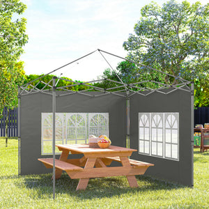 Gazebo Side Panels with Window for 3x3(m) Pop Up Gazebo, 2 Pack Sides Replacement, Dark Grey