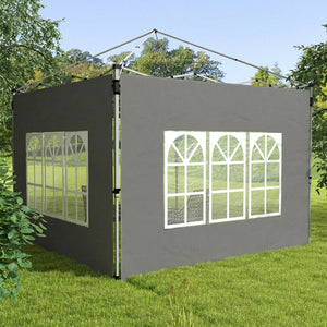Gazebo Side Panels with Window for 3x3(m) Pop Up Gazebo, 2 Pack Sides Replacement, Dark Grey