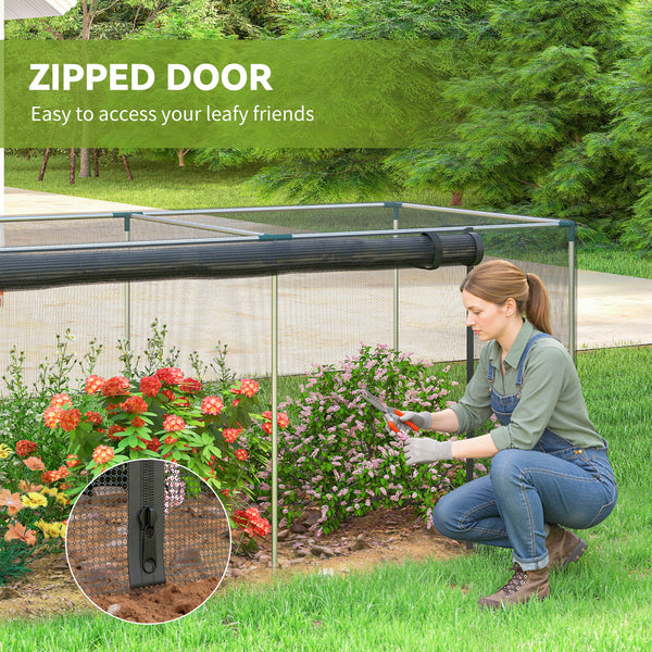 12' x 4' Crop Cage, Plant Protection Tent with Zippered Door and Galvanized Steel Frame, Fruit Cage Netting Cover for Garden, Yard, Lawn, Black