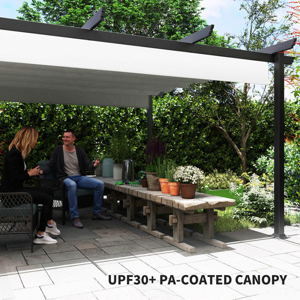 Outsunny 13' x 13' Retractable Pergola Canopy with Stronger Aluminum Frame, Outdoor Pergola Sun Shade Shelter for Garden, Patio, Backyard, Deck, White