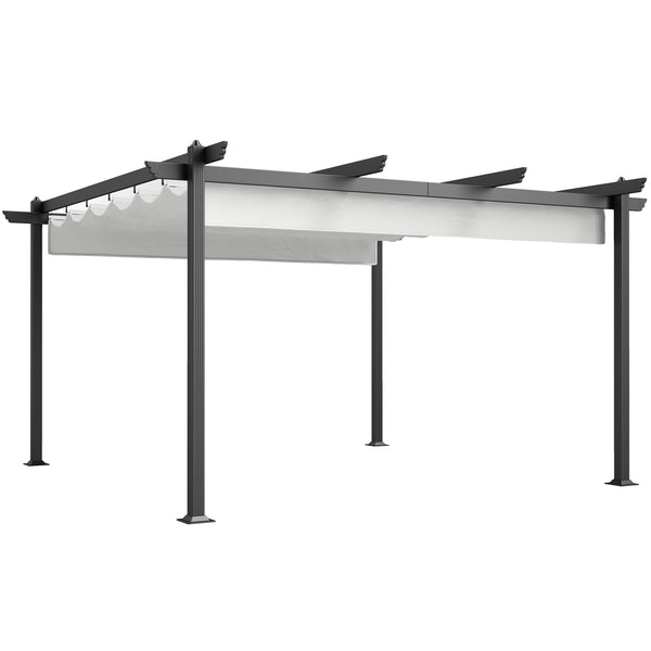 Outsunny 13' x 13' Retractable Pergola Canopy with Stronger Aluminum Frame, Outdoor Pergola Sun Shade Shelter for Garden, Patio, Backyard, Deck, White