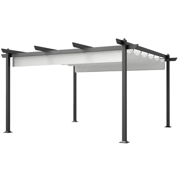 Outsunny 13' x 13' Retractable Pergola Canopy with Stronger Aluminum Frame, Outdoor Pergola Sun Shade Shelter for Garden, Patio, Backyard, Deck, White