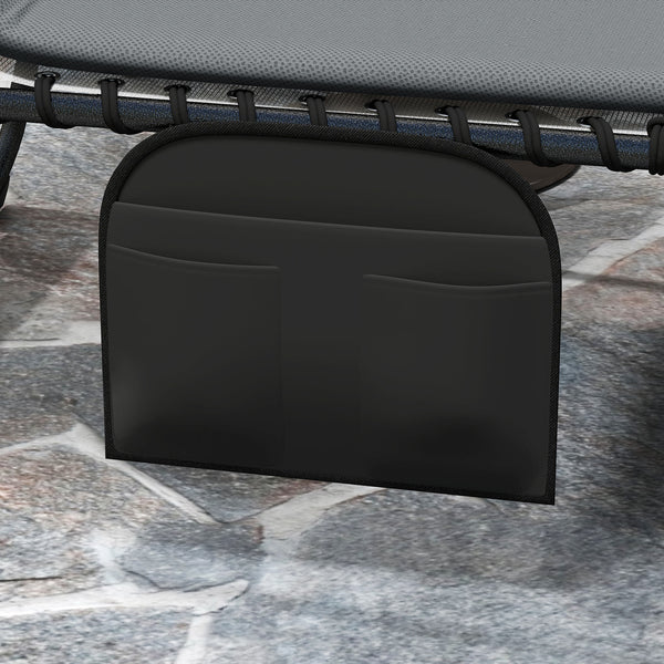 Folding Sun Loungers Set of 2, Recliner Garden Chairs with Quick Drying Pad Headrest Side Pocket, Garden Sun Loungers for Beach Pool, Charcoal Grey