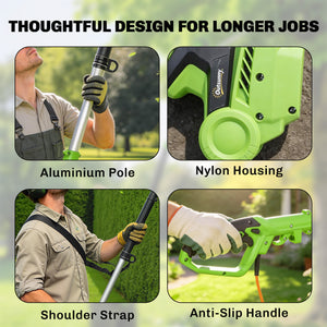2.6m Corded Extendable Hedge Trimmer with 90° Adjustable Head, 450W Telescopic Electric Hedge Cutter Long Reach with 51cm Dual Action Blades, Shoulder Strap, 10m Cable for Branches, Shrubs