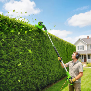 2.6m Corded Extendable Hedge Trimmer with 90° Adjustable Head, 450W Telescopic Electric Hedge Cutter Long Reach with 51cm Dual Action Blades, Shoulder Strap, 10m Cable for Branches, Shrubs