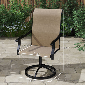 Outdoor Patio Swivel Chairs Set of 2, High Back Patio Dining Chairs with All-Weather Mesh Fabric and Metal Frame for Backyard, Lawn, Porch or Garden, Brown