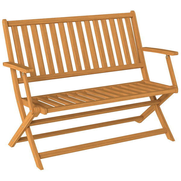 Outdoor Bench, 46.5 inches Foldable Acacia Wood Loveseat with Backrest and Armrests, 705 lbs. Weight Capacity Garden Bench for Outdoors, Patio, Porch, Park, Teak
