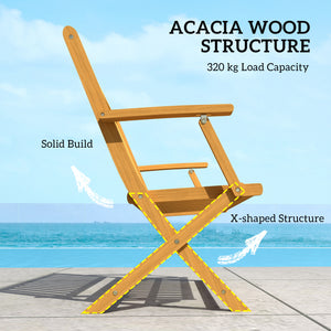 Outdoor Bench, 46.5 inches Foldable Acacia Wood Loveseat with Backrest and Armrests, 705 lbs. Weight Capacity Garden Bench for Outdoors, Patio, Porch, Park, Teak