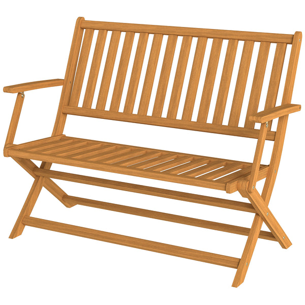 Outdoor Bench, 46.5 inches Foldable Acacia Wood Loveseat with Backrest and Armrests, 705 lbs. Weight Capacity Garden Bench for Outdoors, Patio, Porch, Park, Teak