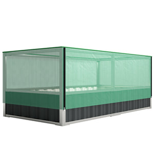 Raised Garden Bed, 5.7 x 3 x 2.3ft Steel Planter Box Outdoor with Cover, Gloves for Growing Vegetables, Flowers, Herbs, Dark Grey