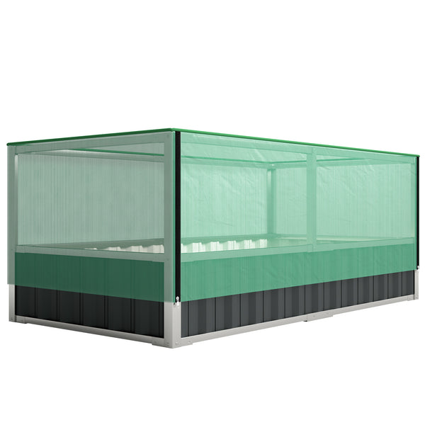 Raised Garden Bed, 5.7 x 3 x 2.3ft Steel Planter Box Outdoor with Cover, Gloves for Growing Vegetables, Flowers, Herbs, Dark Grey