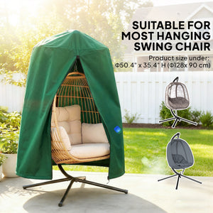 Hanging Egg Chair Cover, Outdoor Single Swing Chair Cover, Waterproof Anti-dust Furniture Protector with Zipper, 420D Oxford Fabric for Φ128 x 190H cm Stand, Green