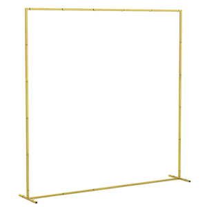 6.6 FT Wedding Arch Backdrop Stand, Square Wedding Arch with U-shaped Stakes, Gold Metal Backdrop Stand for Birthday Parties, Bridal Showers, Graduation, Ceremony