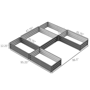 Outsunny 8 x 8' Raised Garden Bed Set, Large Steel Flower Planters for Outdoor Plants, Easy Assembly for Vegetables, Herbs, Gray