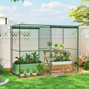8' x 4' Crop Cage, Plant Protection Tent with Zippered Doors for Vegetable Garden, Backyard, Green