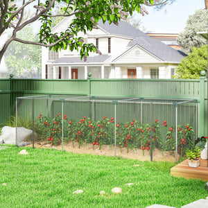 12' x 4' Crop Cage, Plant Protection Tent with Zippered Door and Galvanized Steel Frame, Fruit Cage Netting Cover for Garden, Yard, Lawn, Black