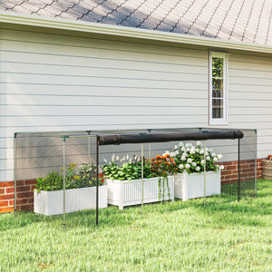 12' x 4' Crop Cage, Plant Protection Tent with Zippered Door and Galvanized Steel Frame, Fruit Cage Netting Cover for Garden, Yard, Lawn, Black