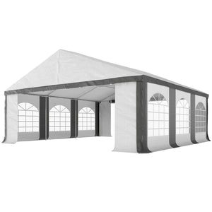 20' x 20' Heavy Duty Party Tent & Carport with Removable Sidewalls and Double Doors, Large Canopy Tent, Sun Shade Shelter, for Parties, Wedding, Outdoor Events, BBQ, White and Gray