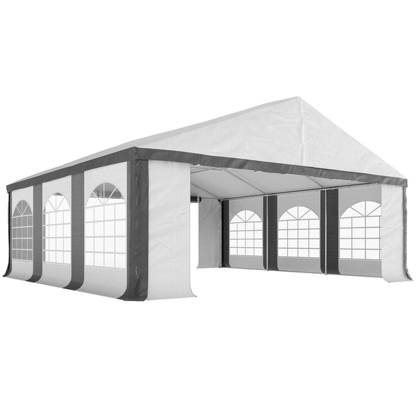 20' x 20' Heavy Duty Party Tent & Carport with Removable Sidewalls and Double Doors, Large Canopy Tent, Sun Shade Shelter, for Parties, Wedding, Outdoor Events, BBQ, White and Gray
